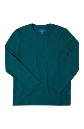 Robert Talbott Kelly Long Sleeve Cotton Crepe Tee in Pine Green at Nordstrom, Size Xx-Large