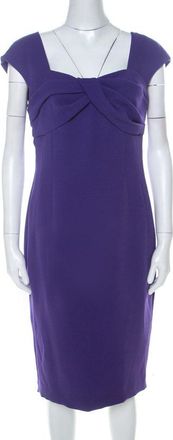 Escada Purple Crepe Pleated Bodice Detail Sleeveless Danicara Dress