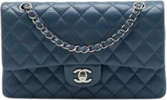 Chanel Pre-owned Vintage Double Flap Shoulder Bag - Dames - Vintage Schoudertas - Blauw - ONE Size - Leer - Vintage