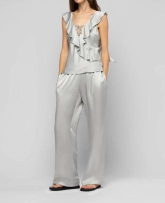 Max & Moi Barabelle Silk Wide Leg Pants In Grey