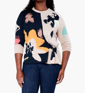 Nic+Zoe Dusk Side Tie Sweater - Plus In Indigo Multi