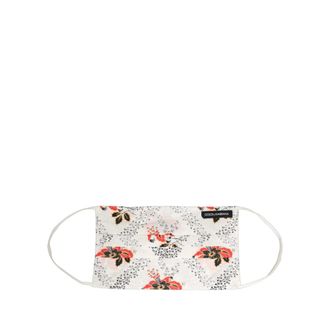 Dolce & Gabbana Floral Print Cotton Face Mask - Heren - Accessoires - Wit - Maat: ONE Size Katoen