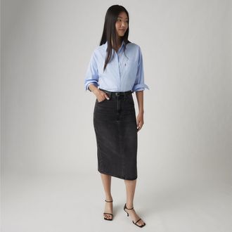 Levi's High Rise Back Slit Skirt - Womens - 24 - Black