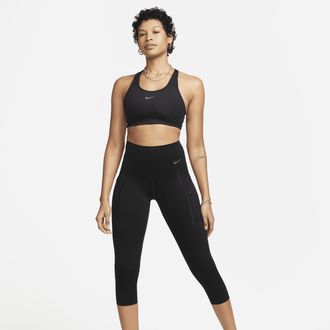 Nike Womens Go High-Waisted Cropped Leggings with Pockets in Black | DQ5881-010