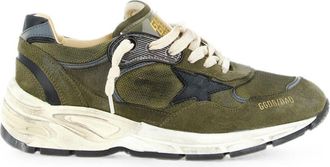 Golden Goose Olive Green Suede Mesh Distressed Sneakers