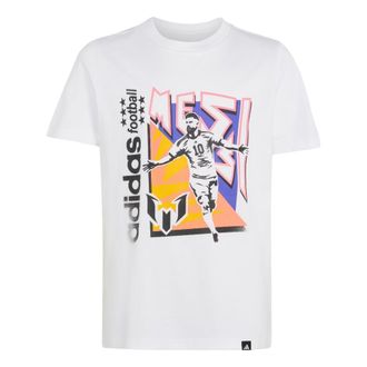 adidas (GS) adidas x Messi Fun Graphic T-Shirt Asia Sizing White KS2548
