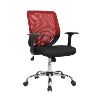 Serena Serena - Silla De Oficina Albany, Silla Ejecutiva De Malla Con Reposabrazos, Asiento De Oficina Ergon&oacute;mico, Cm 60x54h90/98, Negro Y Rojo