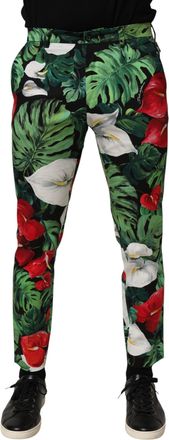 Dolce & Gabbana Mens Multicolor Floral Print Cotton Tapered Pants Co+03