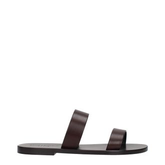 Saint Laurent Mies Herrens Braune Leder-Loafer und Clogs