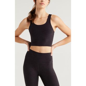 Zella Renew Mélange Support Crop Tank in Black Melange at Nordstrom, Size X-Large