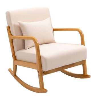 Nordlys Mecedora en madera y tejido beige