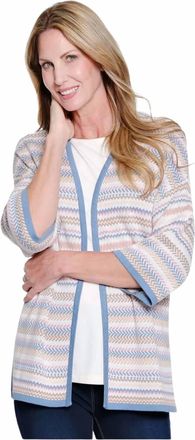 Multiples Drop Shoulder Open Front Sweater Jacket In Multi