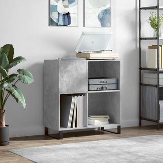 vidaXL Vidaxl - Mueble Discos Madera Contrachapada Gris Hormig&oacute;n 84,5x38x89 Cm