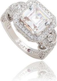 Suzy Levian Pavé Cubic Zirconia Engagement Ring in White at Nordstrom Rack, Size 6.5