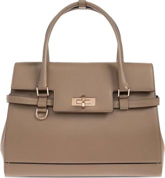 Max Mara twist-lock fastening leather tote bag - Neutrals