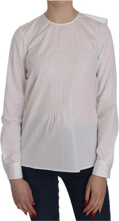 Dsquared2 Witte Geplooide Blouse met Ritssluiting - Dames - Blouses - Wit - XS - Katoen - Overhemden