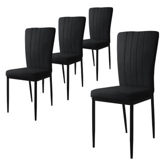 ML Design Set De 4 Sillas De Comedor, Tapizadas De Terciopelo Negro, Respaldo Alto, Asiento Dise&ntilde;o Moderno Y C&oacute;modo Para Sal&oacute;n O Cocina, Ergon&oacute;mico, Vers&aacute;til Y 