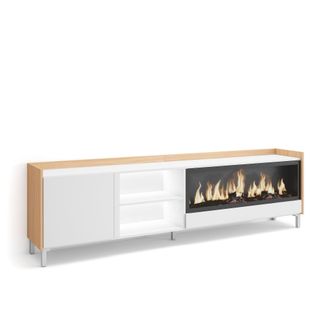 Skraut Home Skraut Home - Mueble Tv, Televisi&oacute;n, Muebles De Sal&oacute;n, Almacenaje, 212x35x61cm, Para Tv Hasta 80, Chimenea El&eacute;ctrica Xxl, Dise&ntilde;o Industrial, Led, Esti