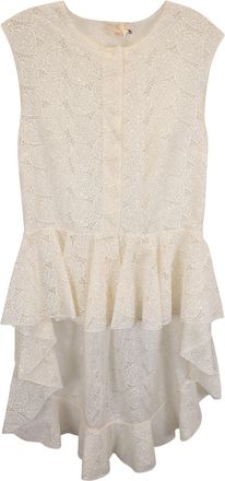 Giambattista Valli Lace Ruffle Dress in White Cotton