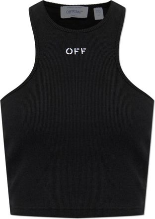 Off-white Tops, Dames, Zwart, S, Katoen, Ribbed Sleeveless Top