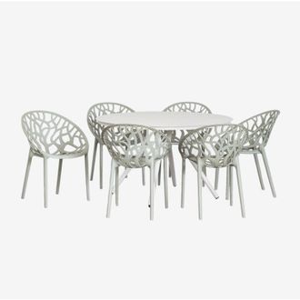 Sklum Sklum - Set De Mesa Redonda En Aluminio (&oslash;125 Cm) Valerie Y 6 Sillas De Jard&iacute;n Ores