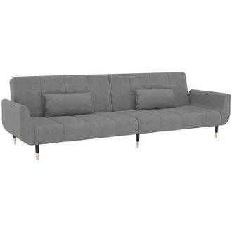 vidaXL Vidaxl - Sof&aacute; Cama De 2 Plazas Con Dos Almohadas Terciopelo Gris Claro