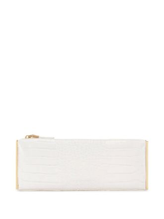 Elisabetta Franchi crocodile-effect zip clutch - White