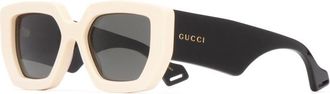 Gucci BlackWhite Square Logo Sunglasses