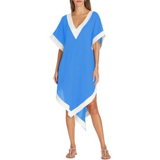 Valimare Aria High-Low Crepe de Chine Cover-up Dress in Blue at Nordstrom, Size Small