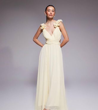 Forever New Vestito al polpaccio giallo con volant sulle spalle