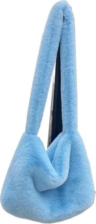 Generic Womens Plush Bags Plush Bag Ladies Messenger Bags Fashion Large Capacity Shoulder Simple Solid Color Female Handbags(Blue)