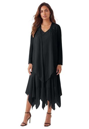 Roaman's Sequin Jacket Dress Set in Black at Nordstrom, Size 22