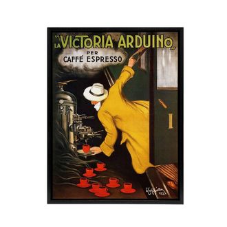 Artery8 Cappiello Coffee Victoria Arduino French Ad Framed Canvas Wall Art Print in Yellow | Size: W24 x H32