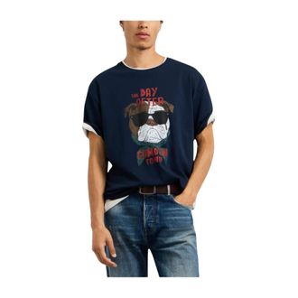 Pepe Jeans London Tops, Heren, Blauw, L, Katoen, Cedon T-Shirt