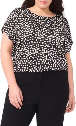 Halogen Polka Dot Crepe Top in Rich Black at Nordstrom Rack, Size 3 X