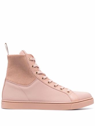Gianvito Rossi knit-panelled high-top sneakers - Pink