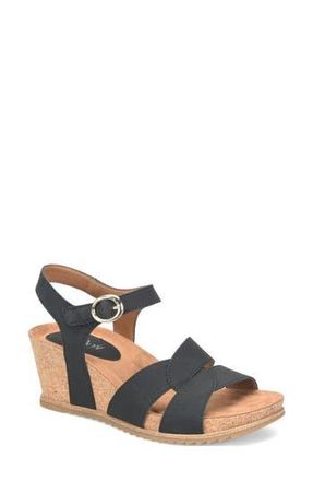 S&ouml;fft Tressa Ankle Strap Wedge Sandal in Black at Nordstrom Rack, Size 6.5