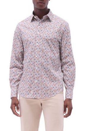 Bugatchi Julian Shaped Fit Floral Stretch Cotton Button-Up Shirt in Jaffa at Nordstrom Rack, Size Xx-Large