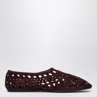 Alaia Cherry suede Vienne perforated slippers