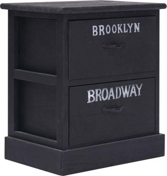 vidaXL Comodino Nero 38x28x45 cm in Legno di Paulonia - Vidaxl