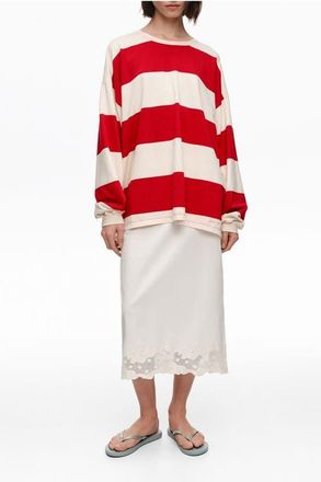 Bimba & Lola Cotton Lace Midi Skirt in Ivory at Nordstrom, Size X-Small Eu