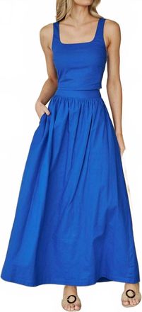 Sugarlips Epsie Smocked Crop Top In Cobalt