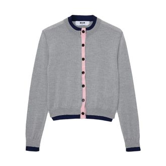 Msgm C&aacute;rdigan con doble borde - Knitwear - Mujer - Gris - 2XS