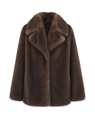 Stand Studio Grey Brown Journi Oversized Faux Fur Jacket