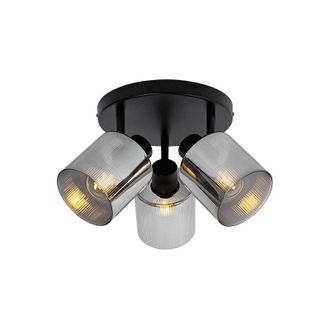 QAZQA Qazqa - Smart Ceiling Spotlight Black with Smoke Glass Round Adjustable Incl. 3 Wifi A60 - Laura