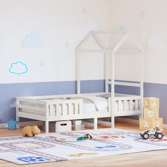 vidaXL Estructura De Cama Con Techo Madera Pino Blanca 75x190 Cm Vidaxl