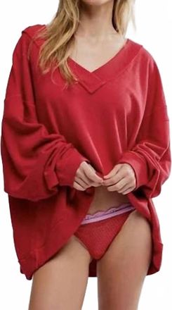 Free People Staycation Pullover Sweatshirt In Deep Cherry