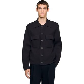 Sandro Knit jacket in Chocolate at Nordstrom, Size Xx-Large