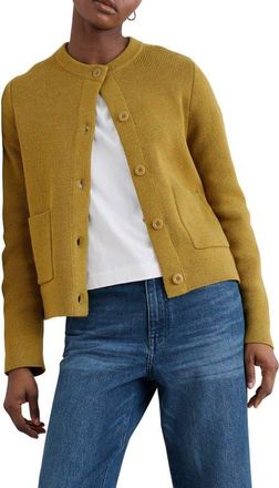 Seasalt Cornwall Rock Lily Organic Cotton Cardigan in Knit Melange Pear at Nordstrom, Size 16 Us