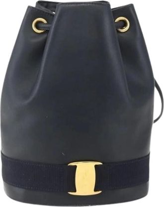 Ferragamo Pre-owned Bucket Bags, female, Blue, Size: ONE SIZE Pre-owned Leather Bucket Bag
